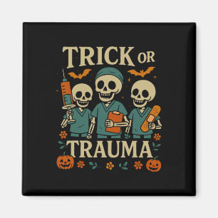 Íman Truque Ou Trauma Esqueleto De Pumpkin No Halloween