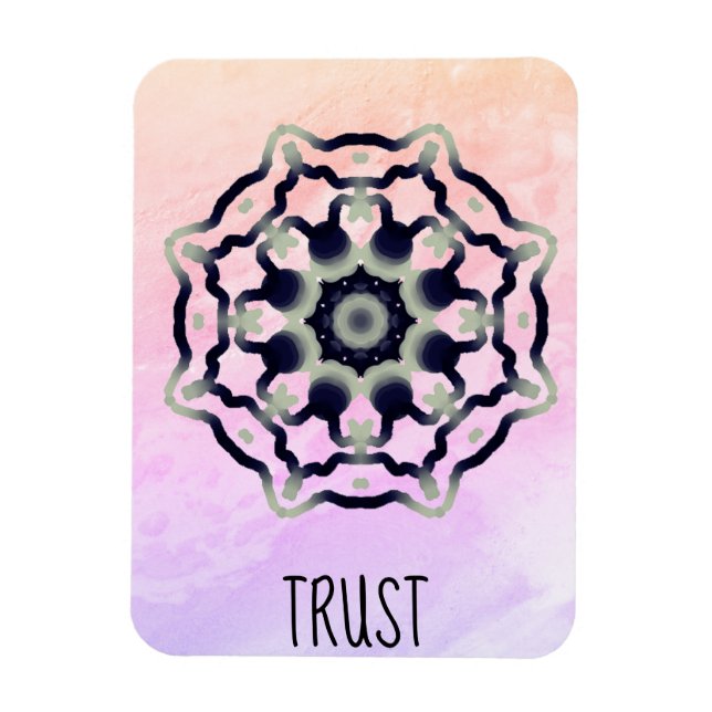Íman *~* "TRUST" Cinza Negra Rosa Mandala Heart Chakra (Vertical)