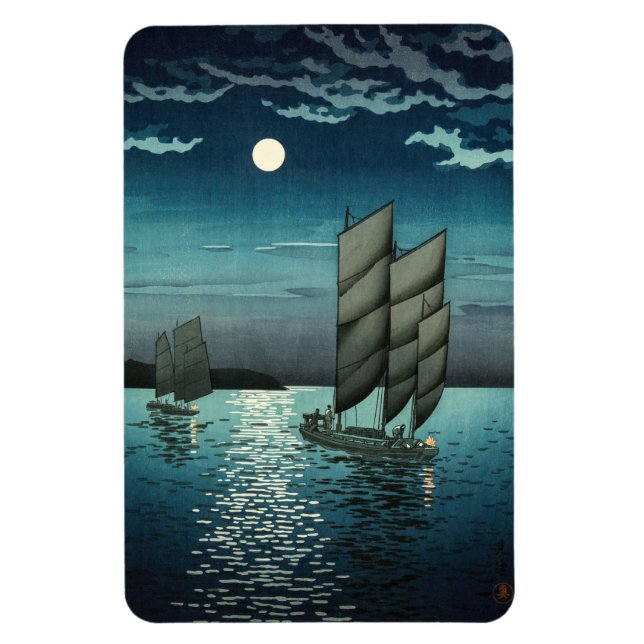 Íman Tsuchiya Koitsu - Barcos em Shinagawa, Noite (Vertical)