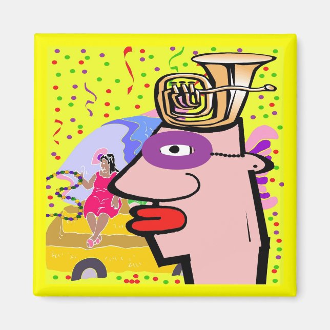 Íman Tuba Head Mask For Mardi Gras (Frente)