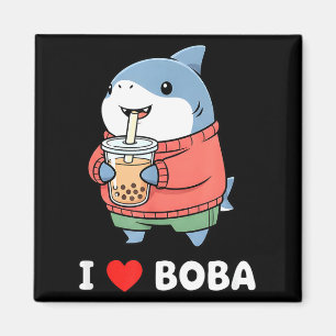 Íman Tubarão Kawaii Fofo Chá de Boba Tea Engraçado Aman