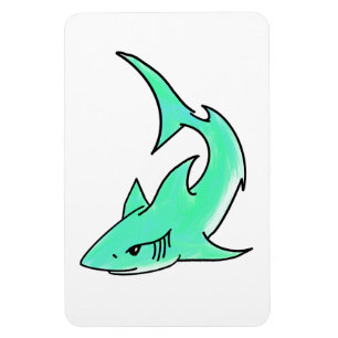 Íman tubarão sorridente desenho animado azul verde ocea