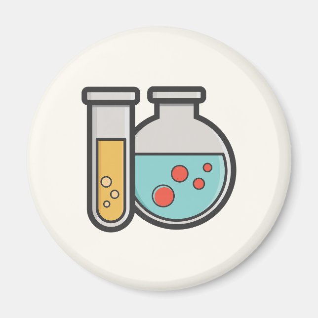 Íman Tubo de teste de química e copo (Frente)