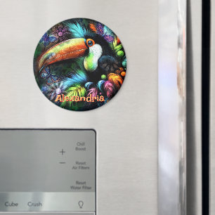 Íman Tucano de Pássaro Abstrato Caprichoso Personalizad