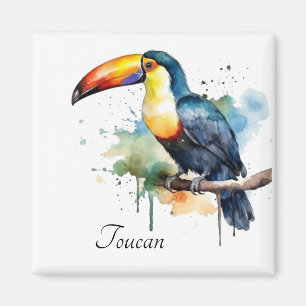Íman Tucano no Galho Arte Aquarela, personalizado