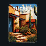 Íman Tucson Arizona Art Vintage<br><div class="desc">Tucson retro vetor viagem design. Tucson também é conhecido por seu rico patrimônio cultural,  enraizado em influências espanhola,  mexicana e ocidental.</div>