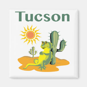 Íman Tucson Arizona Lizard sob Saguaro