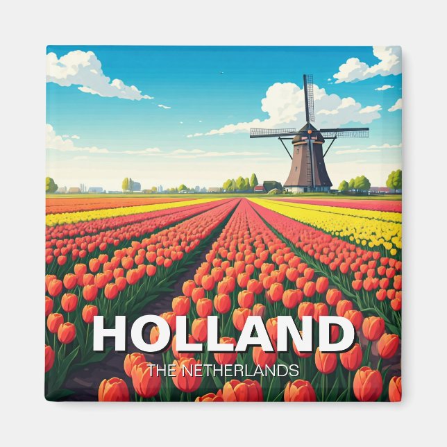 Íman Tulip Fields Windmill Holanda (Frente)