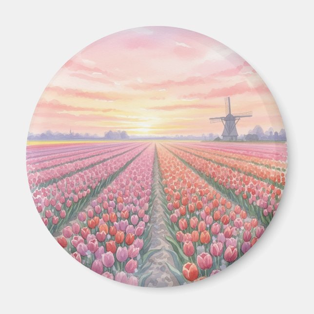 Íman Tulip Fields Windmill Holanda (Frente)
