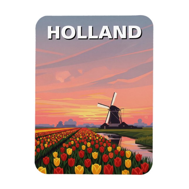 Íman Tulip Fields Windmill Holanda (Vertical)