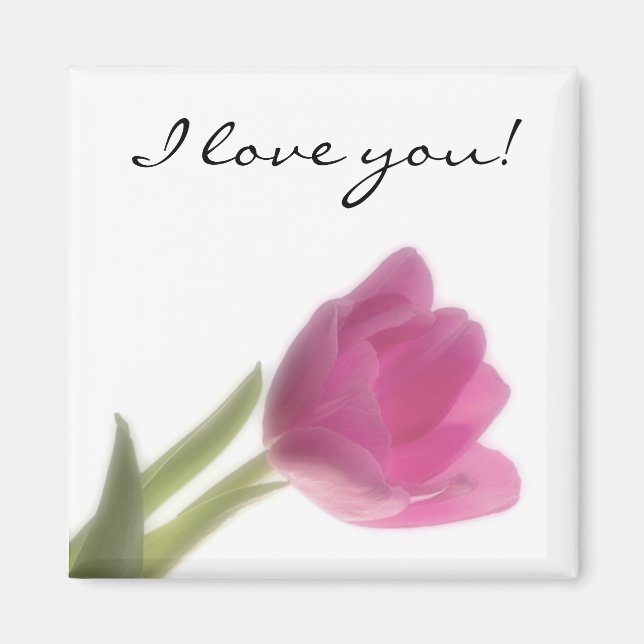 Íman Tulip rosa, eu te amo! (Frente)