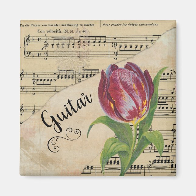 Íman Tulip Vintage Sheet Music (Frente)