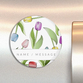Íman Tulipa Floral Colorida Moderna Personalizada