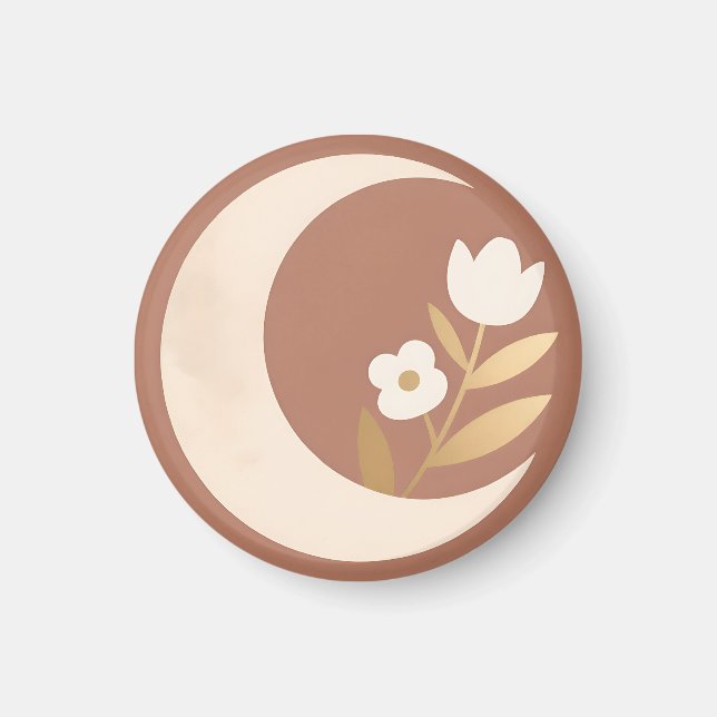 Íman Tulipa Floral Lua Crescente Minimalista (Frente)