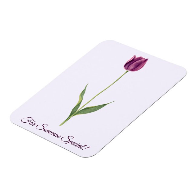 Íman Tulipa Roxa Elegante Personalizada (Left Side)