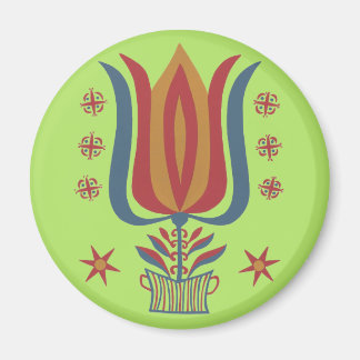 Íman Tulipas brilhantes e Arte Folclórica Geométrica Am