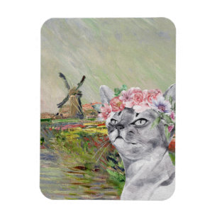 Íman Tulipas e Gatos Ricos do Carimbo Monet