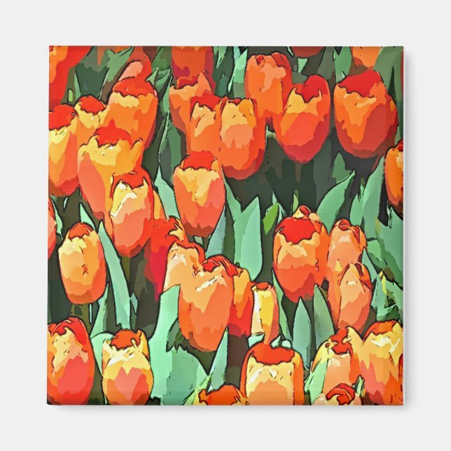 Íman Tulipas Laranja Retro (Frente)