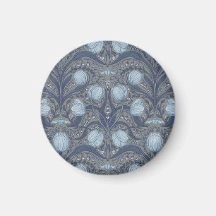 Íman Tulipas Retro Nouveau em azul e estanho