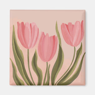 Íman Tulipas Rosa Bonito Painteramente