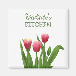 Íman Tulipas Vermelhas com Greenery