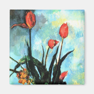 Íman Tulips em um Vase por Paul Cezanne, Vintage Art