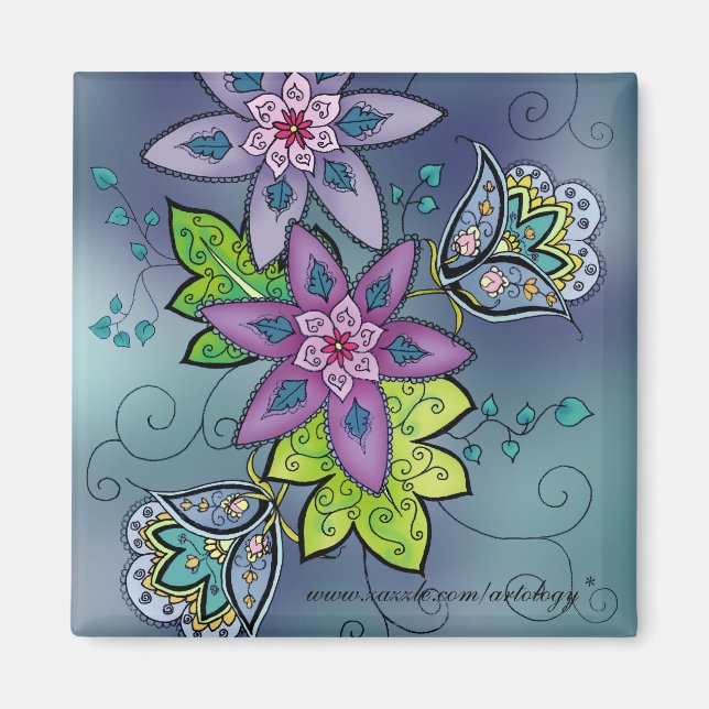 Íman Tulps Coloridos Magnet (quadrado) (Frente)