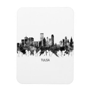 Íman Tulsa Oklahoma Skyline BW