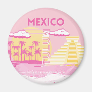 Íman Tulum, Arte de Viagem, Arte Preppy, Rosa