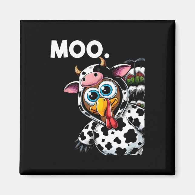 Íman Turca Moo Vaca Costume Engraçado Dia de Ação de Gr (Frente)
