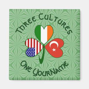 Íman Turco Irlandês Americano Flags Shamrock Seu Nome