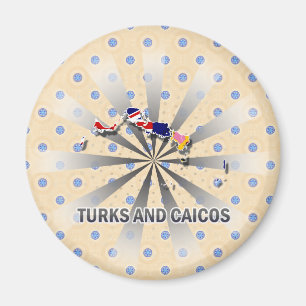 Íman Turcos e mapa 2,0 da bandeira de Caicos