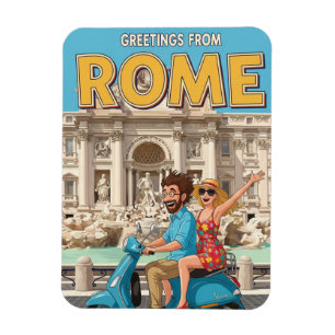 Íman Turistas em Vespa em Roma Itália Cartão Postal