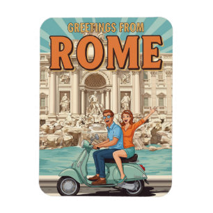 Íman Turistas em Vespa em Roma Itália Cartão Postal