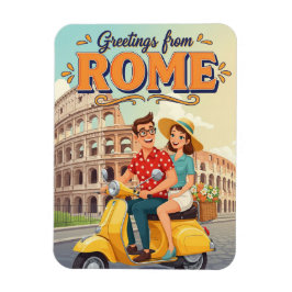 Íman Turistas em Vespa em Roma Itália Cartão Postal