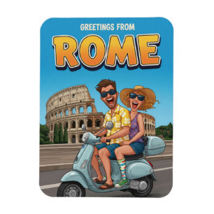 Íman Turistas Engraçados de Vespa em Roma Itália Cartão
