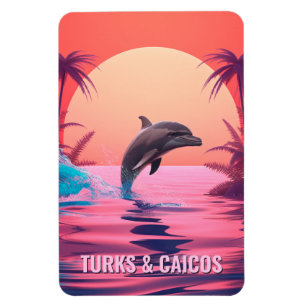 Íman Turks de Texto Personalizados e Golfinhos Caicos