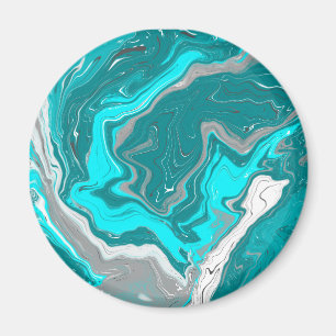 Íman Turquesa e Teal Marble Fluid Art