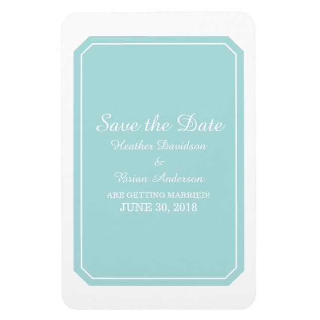 Íman Turquesa Simplesmente Elegante Salve a Data (Vertical)