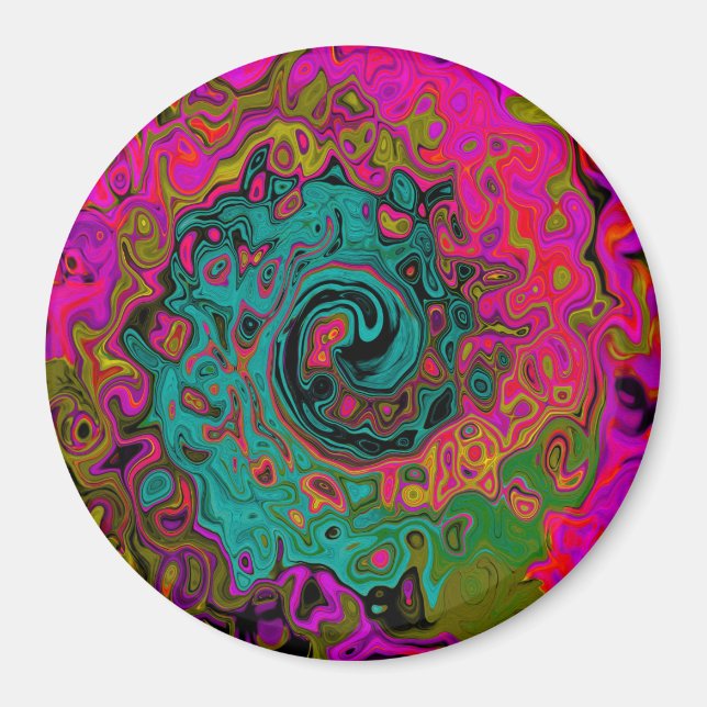 Íman Turquesa Trippy Abstrato Retro Líquido Redemoinho (Frente)