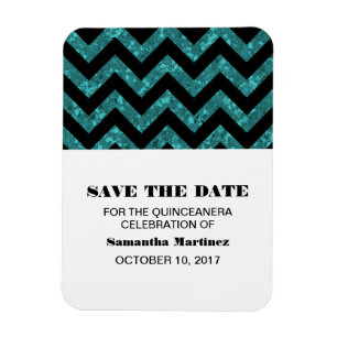 Íman Turquoise Chevron Glitter Quinceañera Magnet