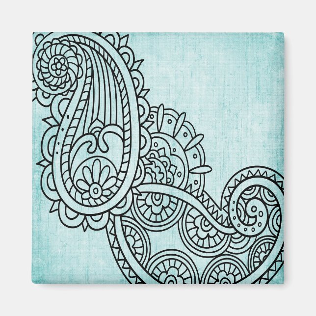 Íman Turquoise Mehndi Motif Magnet (Frente)