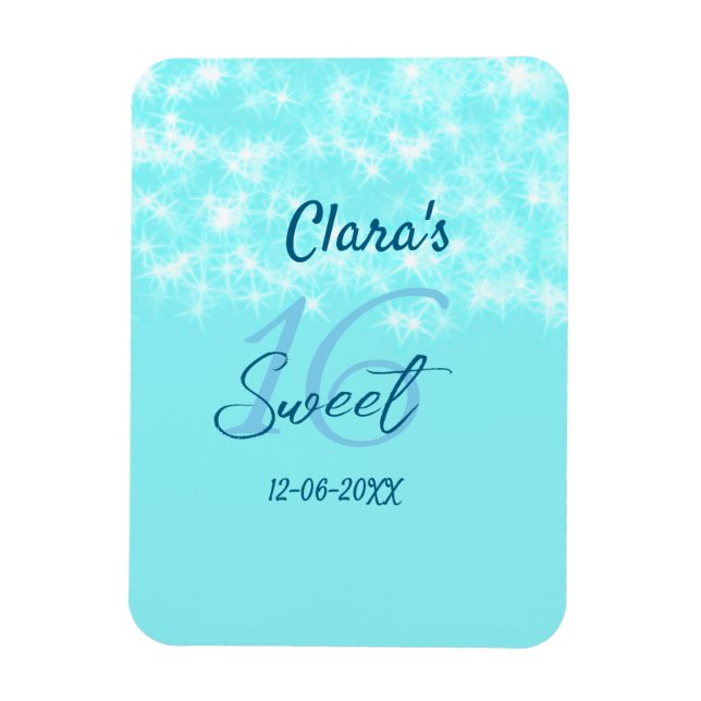 Íman Turquoise teal agate doce 16 anos adicione nome da (Vertical)