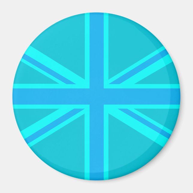 Íman Turquoise Union Jack British Flag Design (Frente)