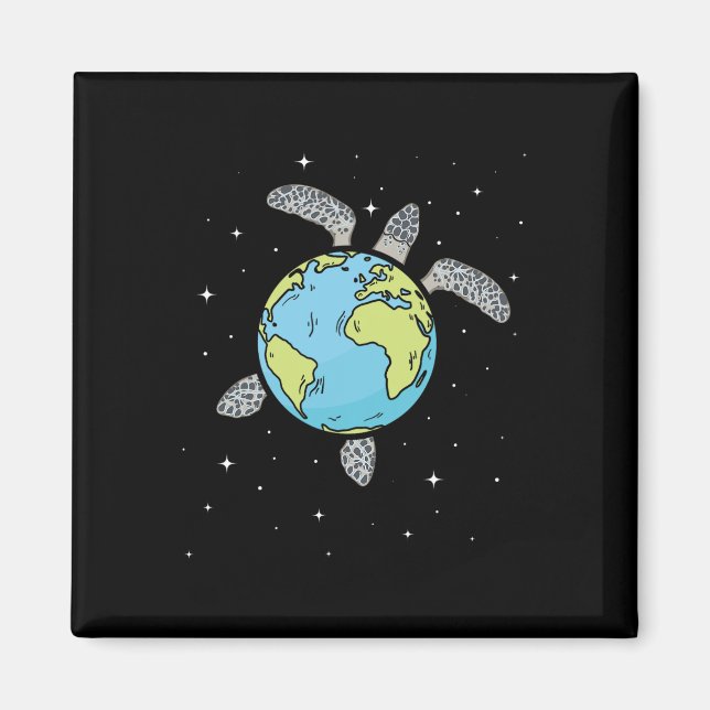 Íman Turtle Earth Sea Turtle Terra Day Turtle Planet (Frente)
