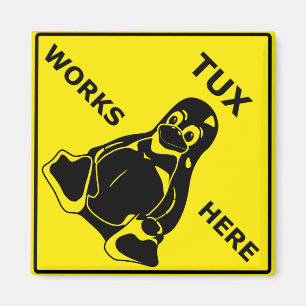 Íman Tux trabalha aqui