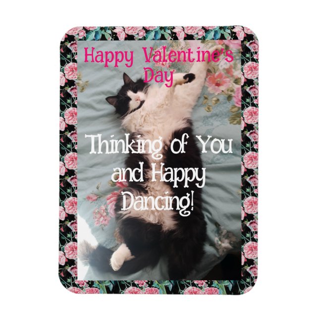 Íman Tuxedo Cat Cute Funny Valentines Day Happy Dance (Vertical)