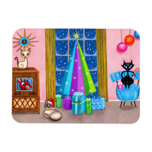 Íman TV de gatos da Era Atômica Moderna do Natal do séc