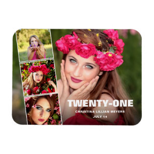 Íman Twenty-First Happy Birthday 4 Photo Collage