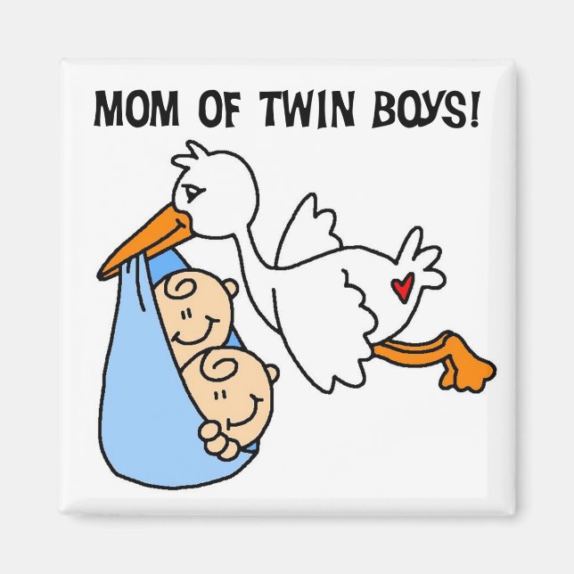 Íman Twin Boys, Camisetas e presentes da mamãe-Stork (Frente)